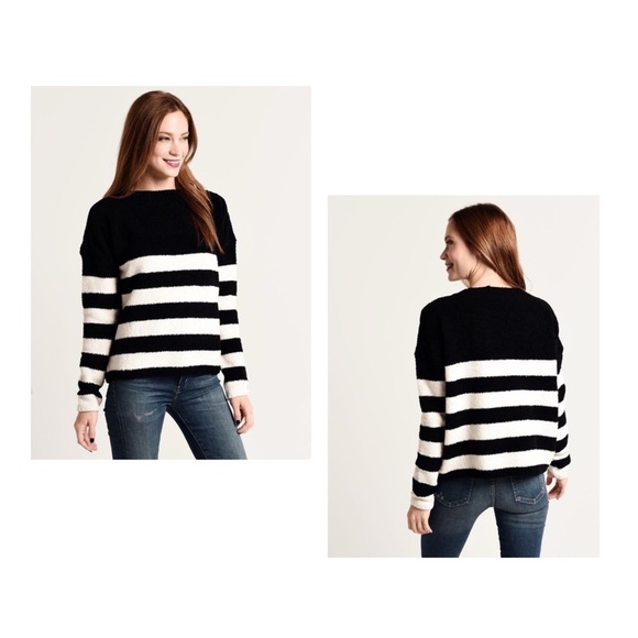 ATM striped black and white sweater pullover size medium preowned - Picture 6 of 6